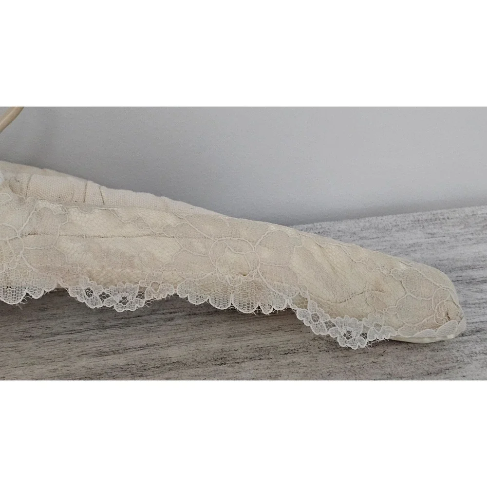 Clothes Hangers Ivory Lot of‎ 3 Vintage Padded Canvas Satin Lace Lingerie